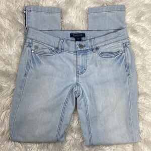 White House Black Market Ankle Length Light Blue Denim Jeans with Zipper Detail